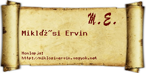Miklósi Ervin névjegykártya